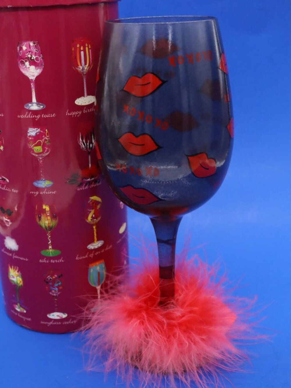 Lolita FOR LOVERS ONLY Valentine Wine Glass Hand Painted w/ Recipe on Bottom a